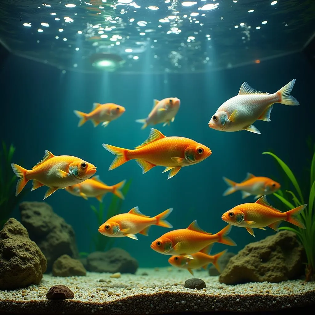 Thriving feeder fish in a well-maintained aquarium