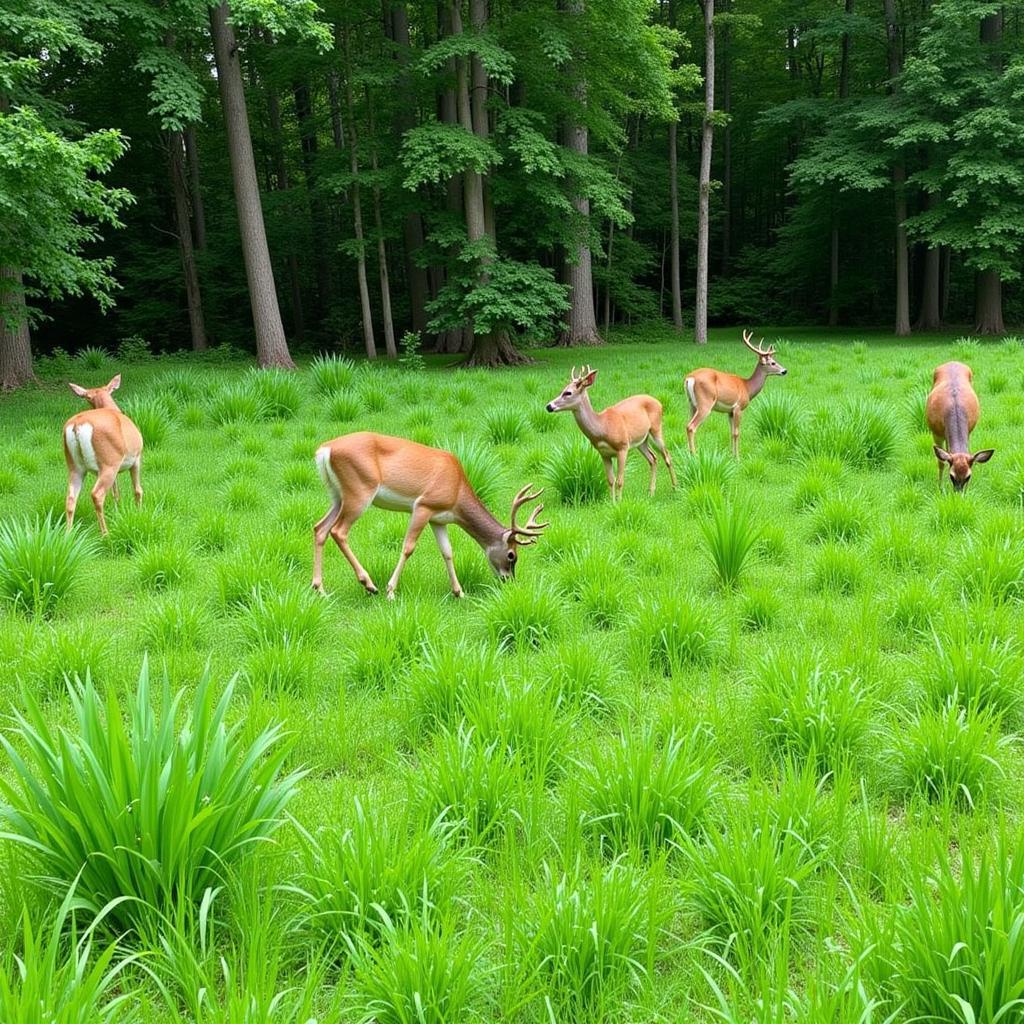 Healthy food plot attracting deer