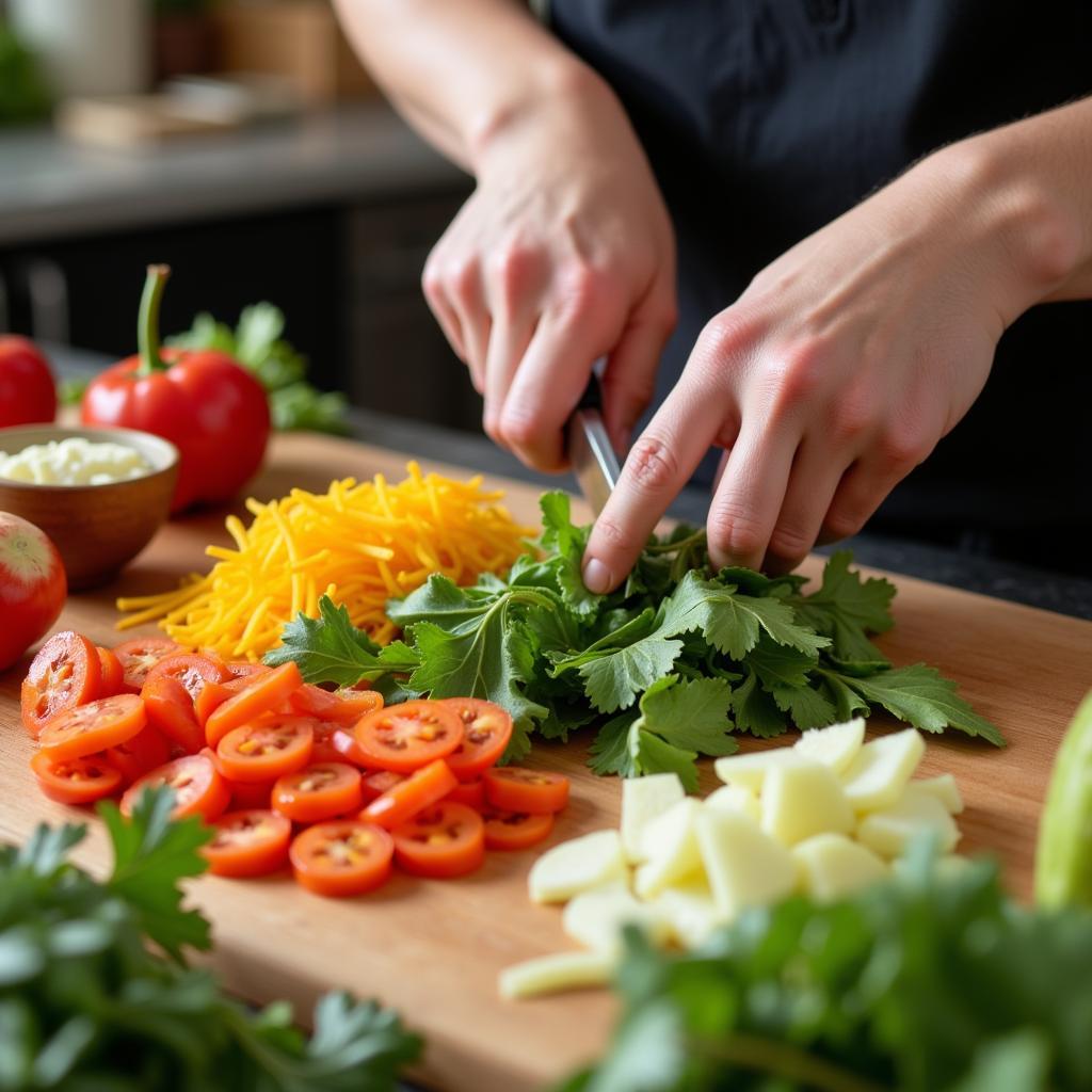 Person chopping vegetables for meal prepping