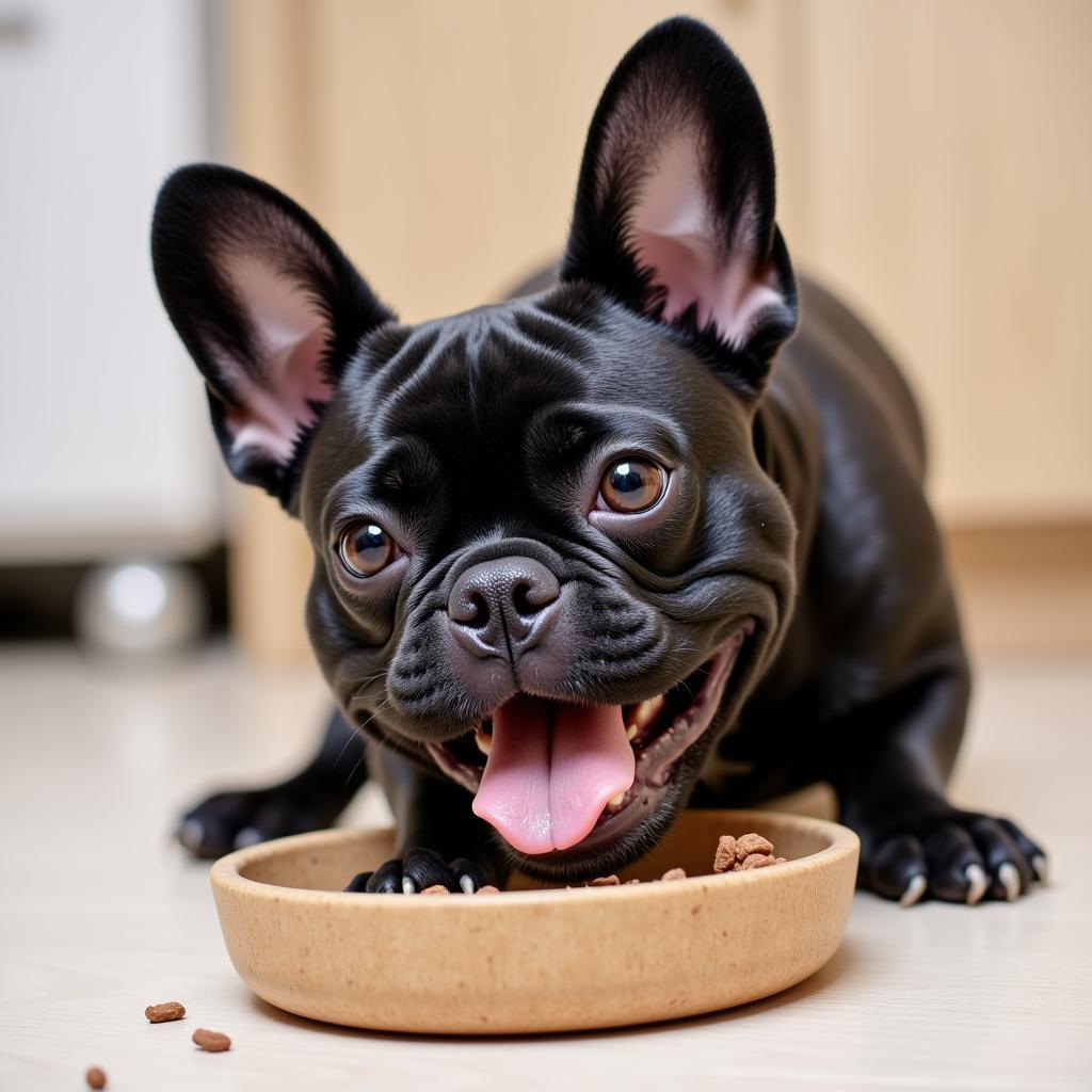 Healthy French Bulldog Enjoying a Meal