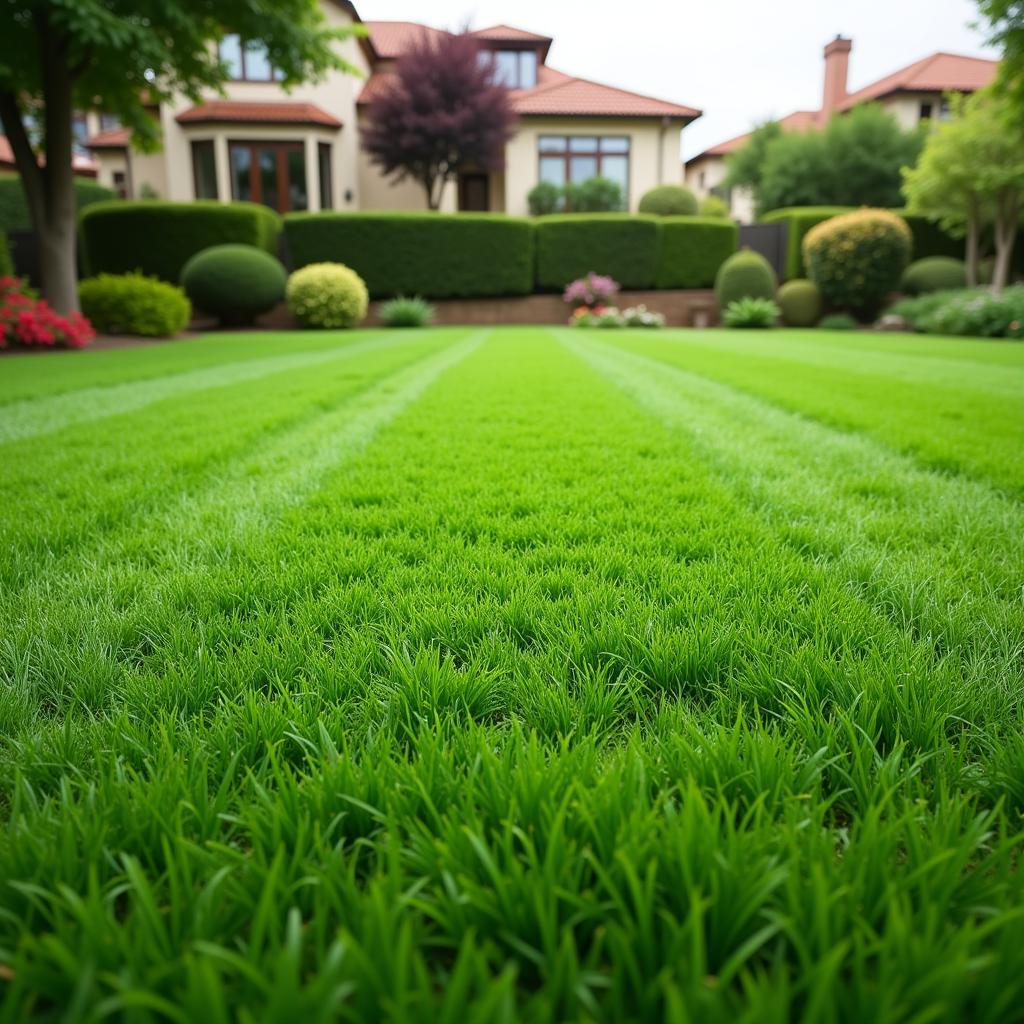 Vibrant Green Lawn After Liquid Fertilizer Application