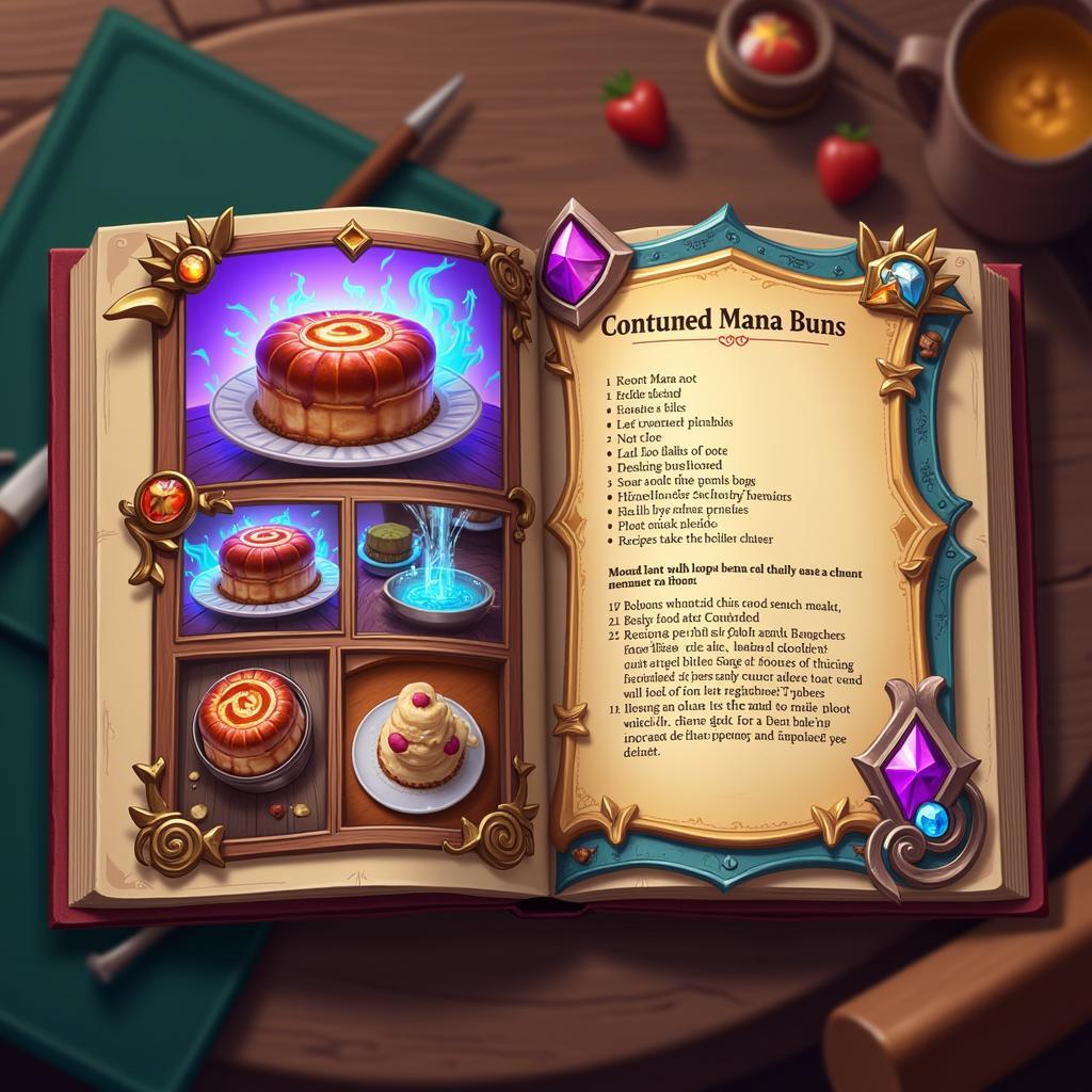 Open cookbook with Hearthstone recipes