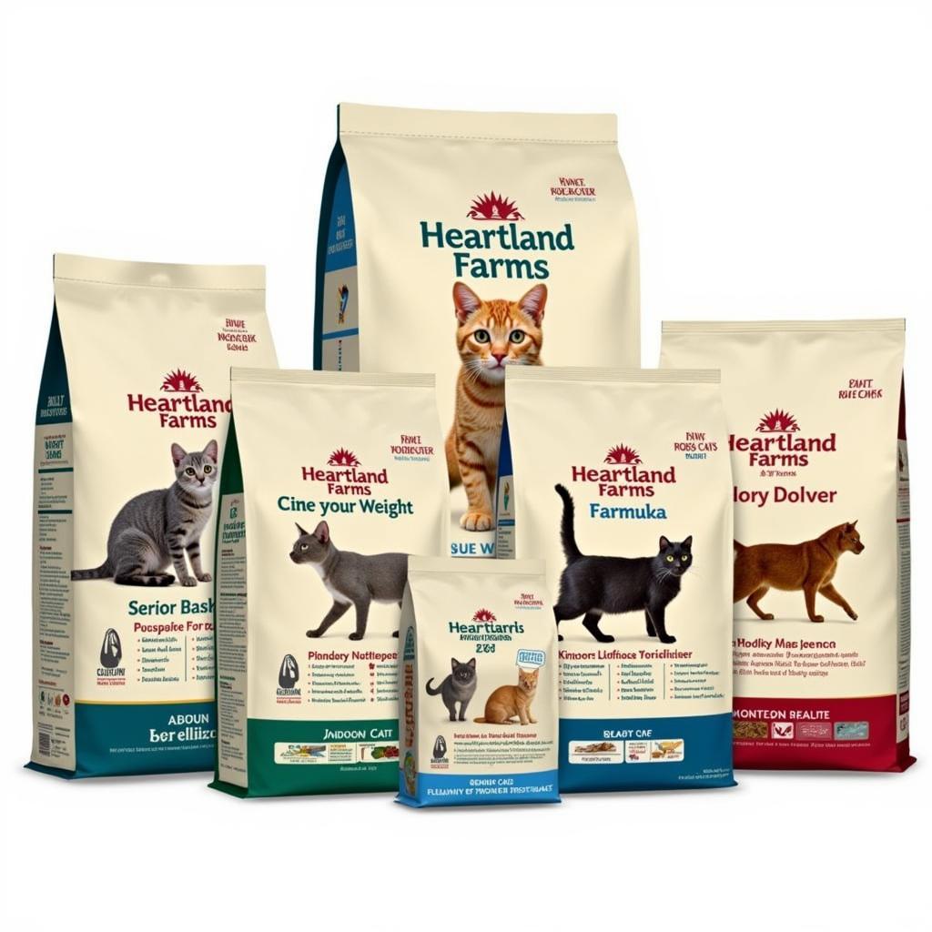 Different varieties of Heartland Farms cat food