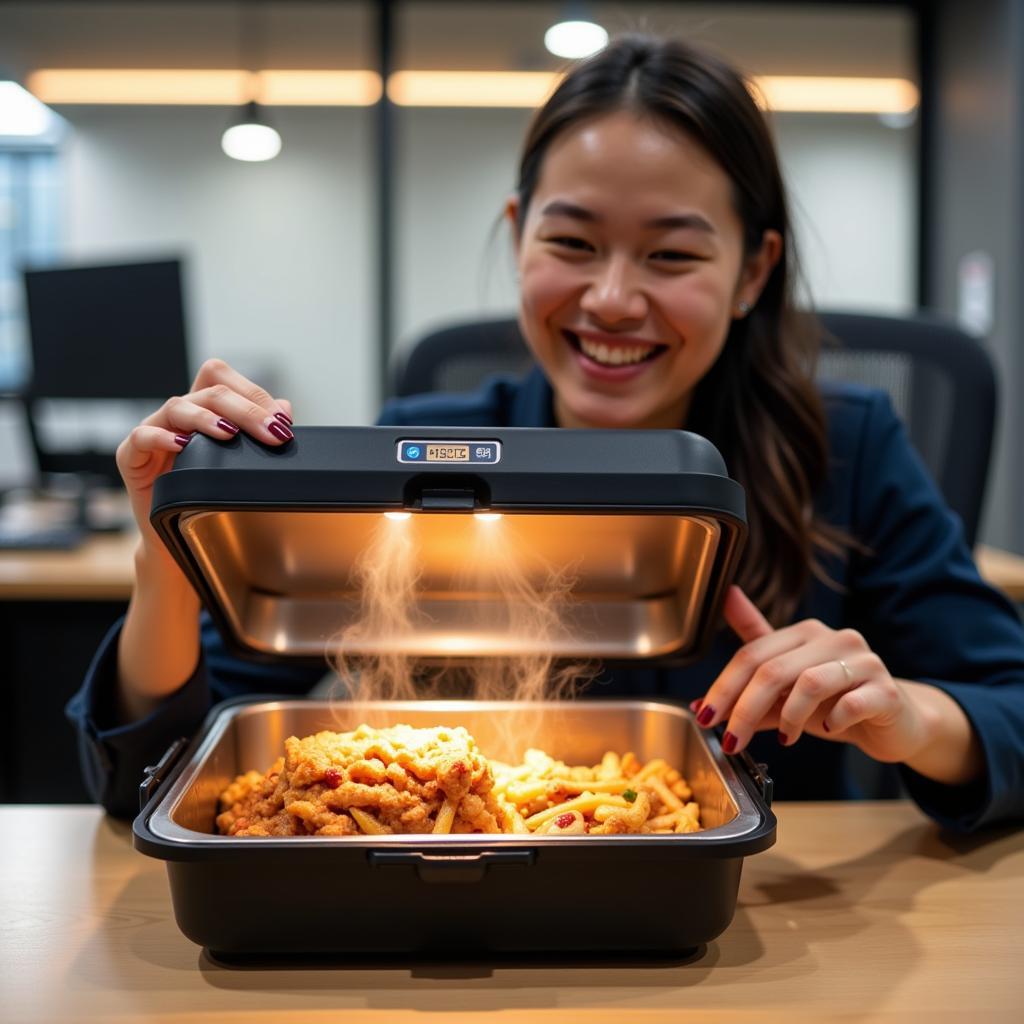 Heated food box for lunch at the office