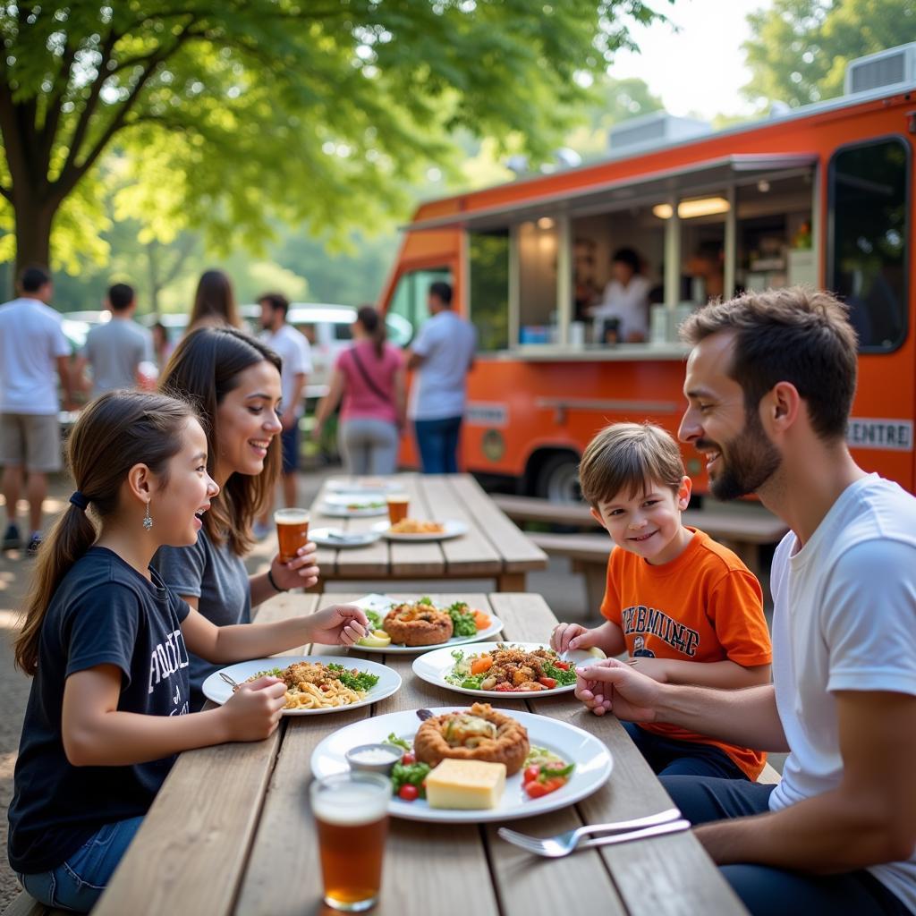 Family Enjoying Food Truck Fare in Highwood