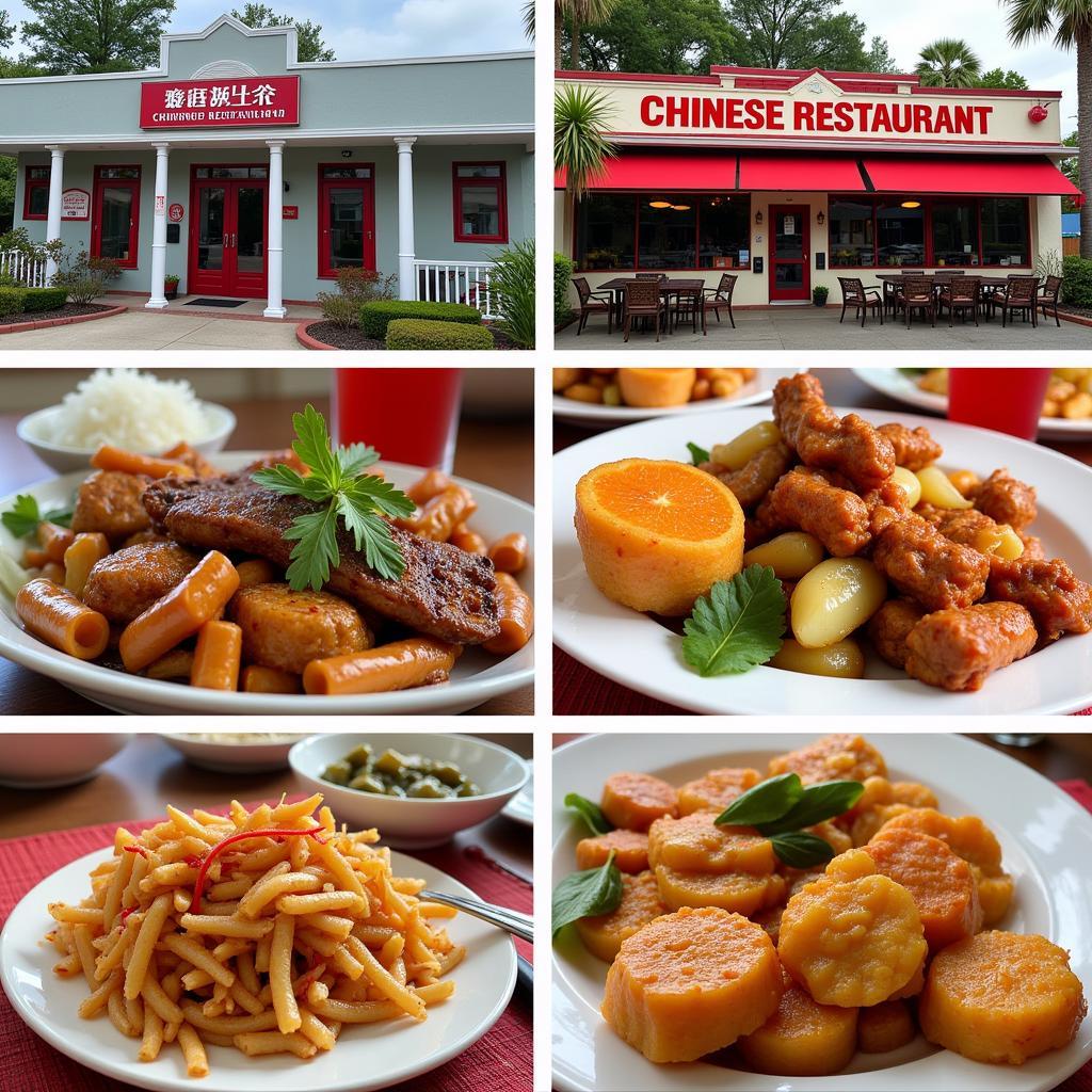 A vibrant collage showcasing the diverse Chinese restaurants on Hilton Head Island