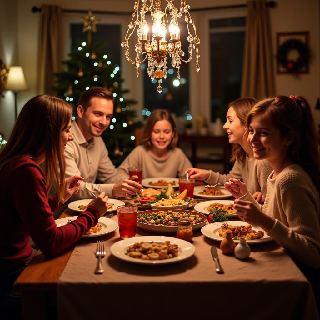 Family Gathering Around a Holiday Table