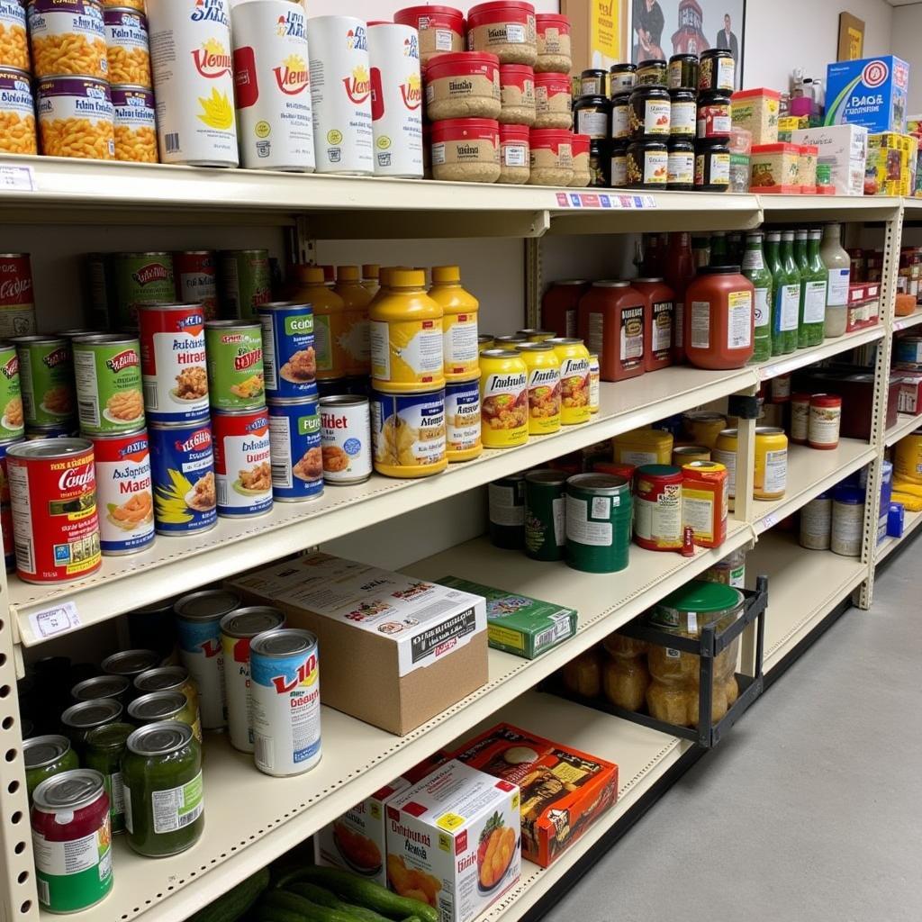 A diverse selection of groceries available at the Holy Family Food Pantry