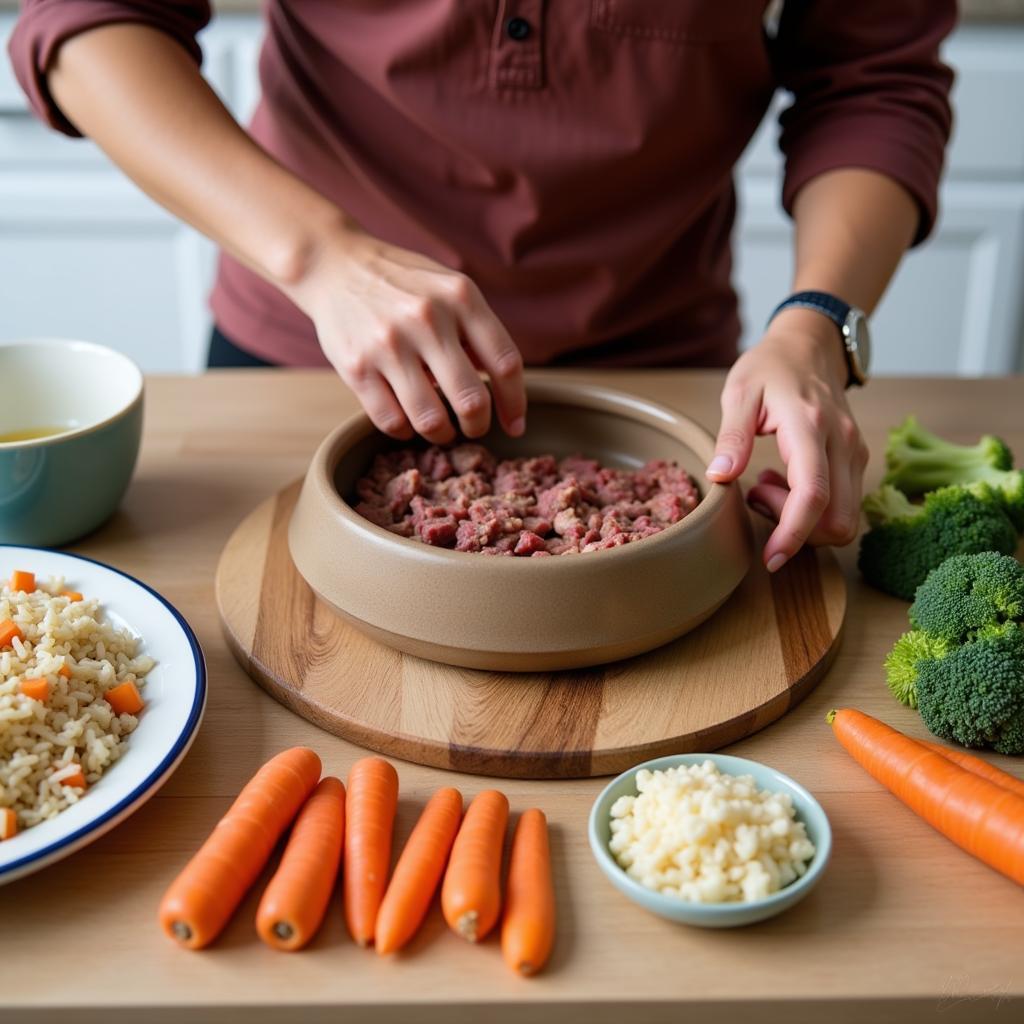 Homemade Beef and Rice Dog Food Preparation