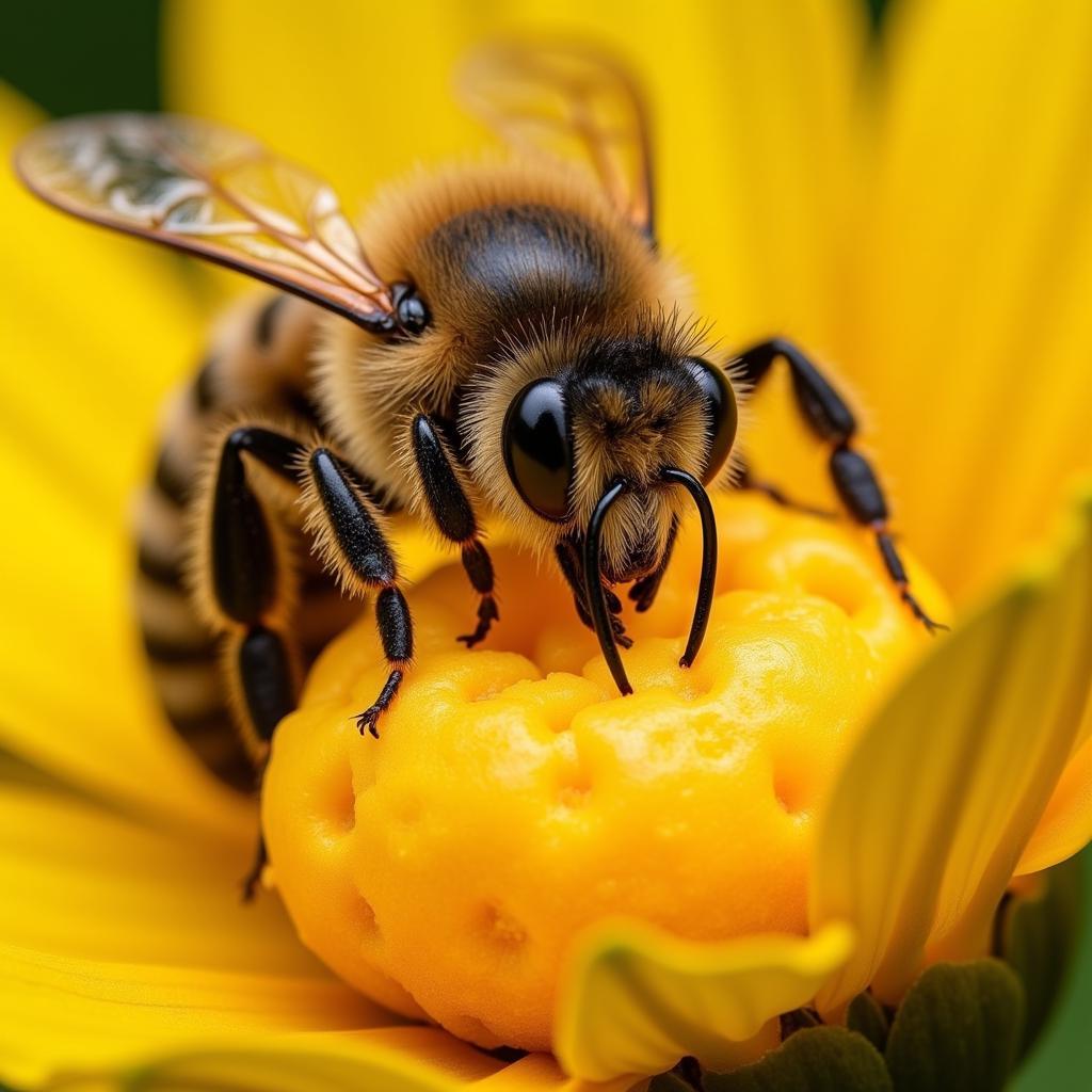 Honey Bee Enjoying Pollen Substitute