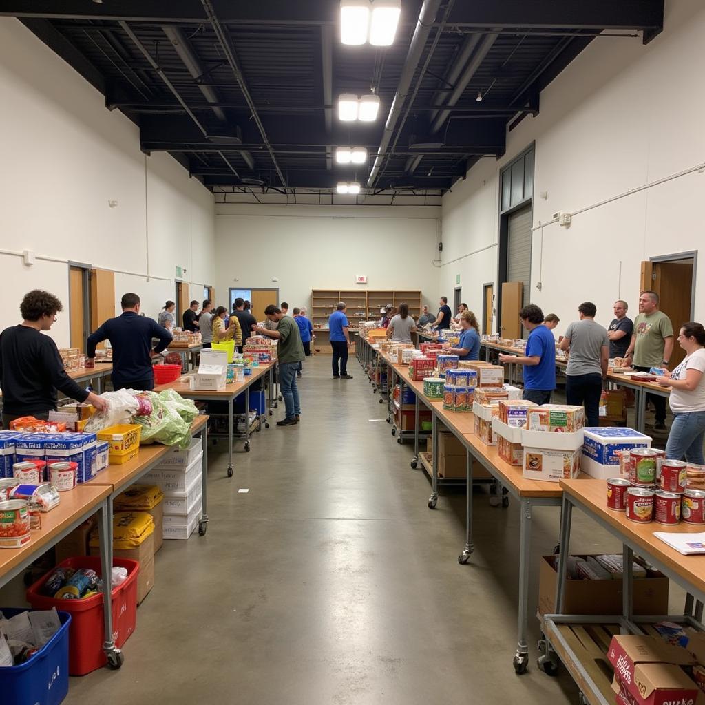 Volunteers sorting donations at Houma Food Bank