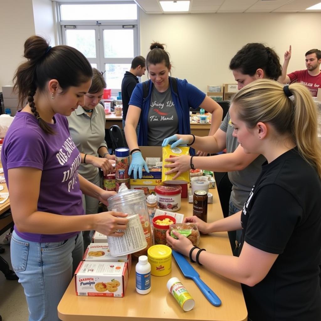 Volunteers at House of Hope Food Pantry organizing donations.