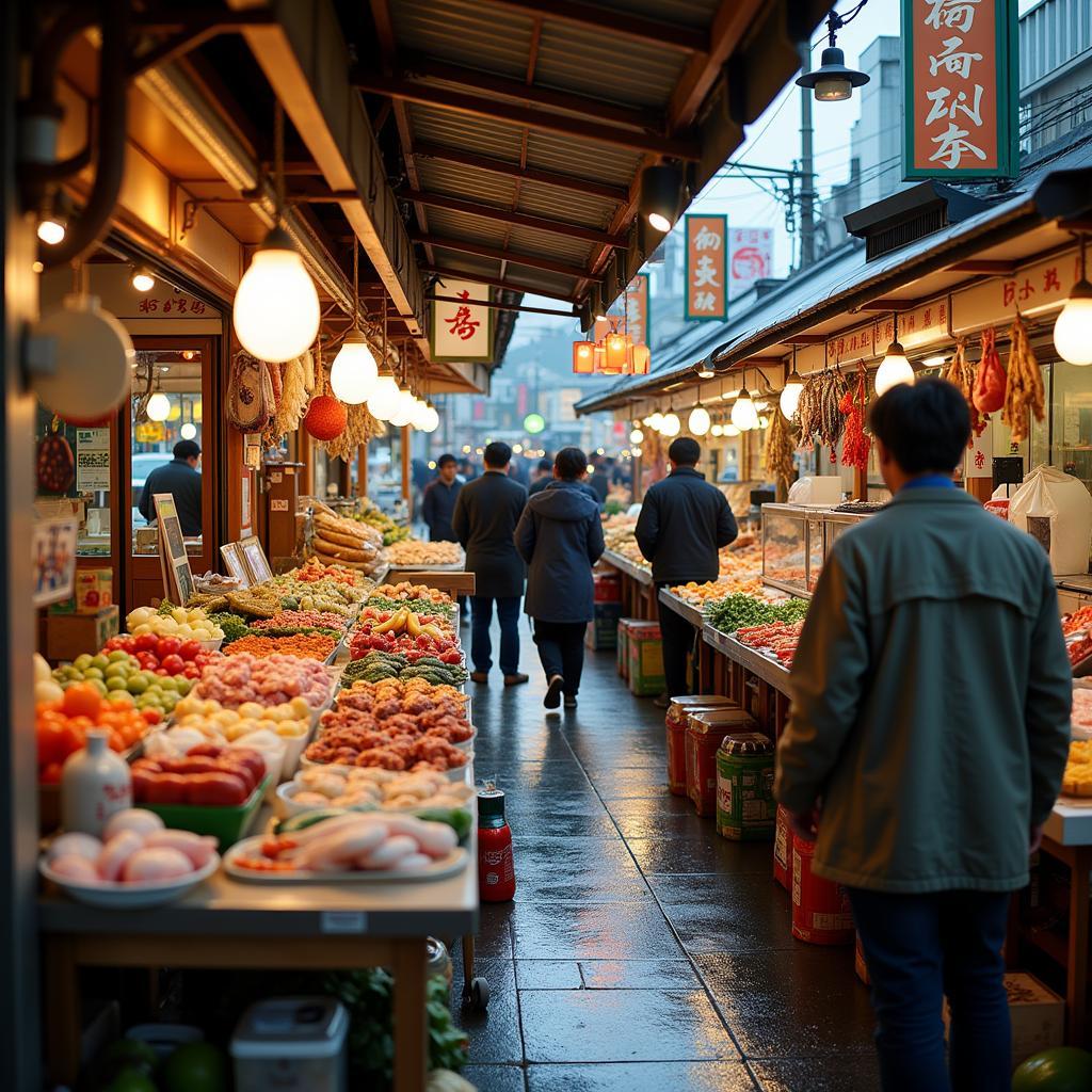 Bustling Food Market in Hoya