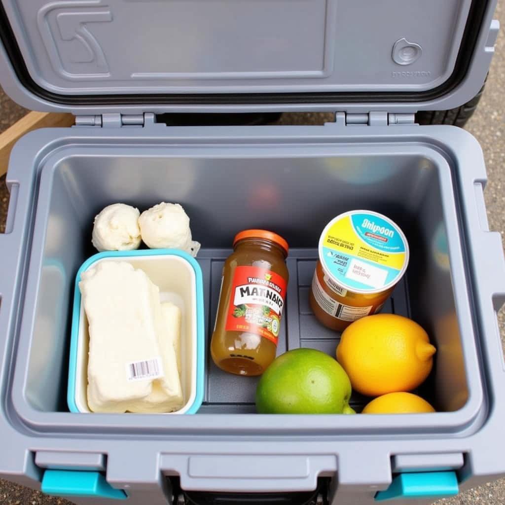 Food products packed in a cooler with commercial ice packs