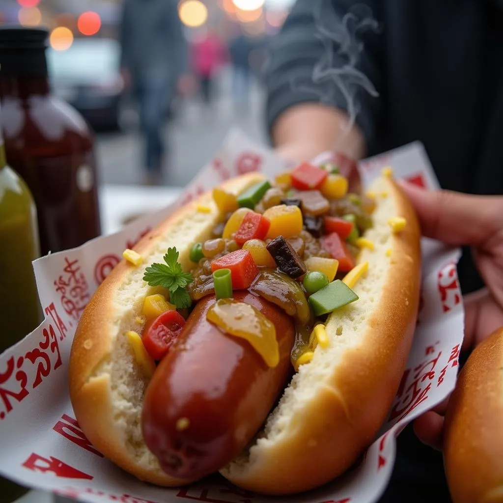 Icelandic Hot Dogs at a street food vendor