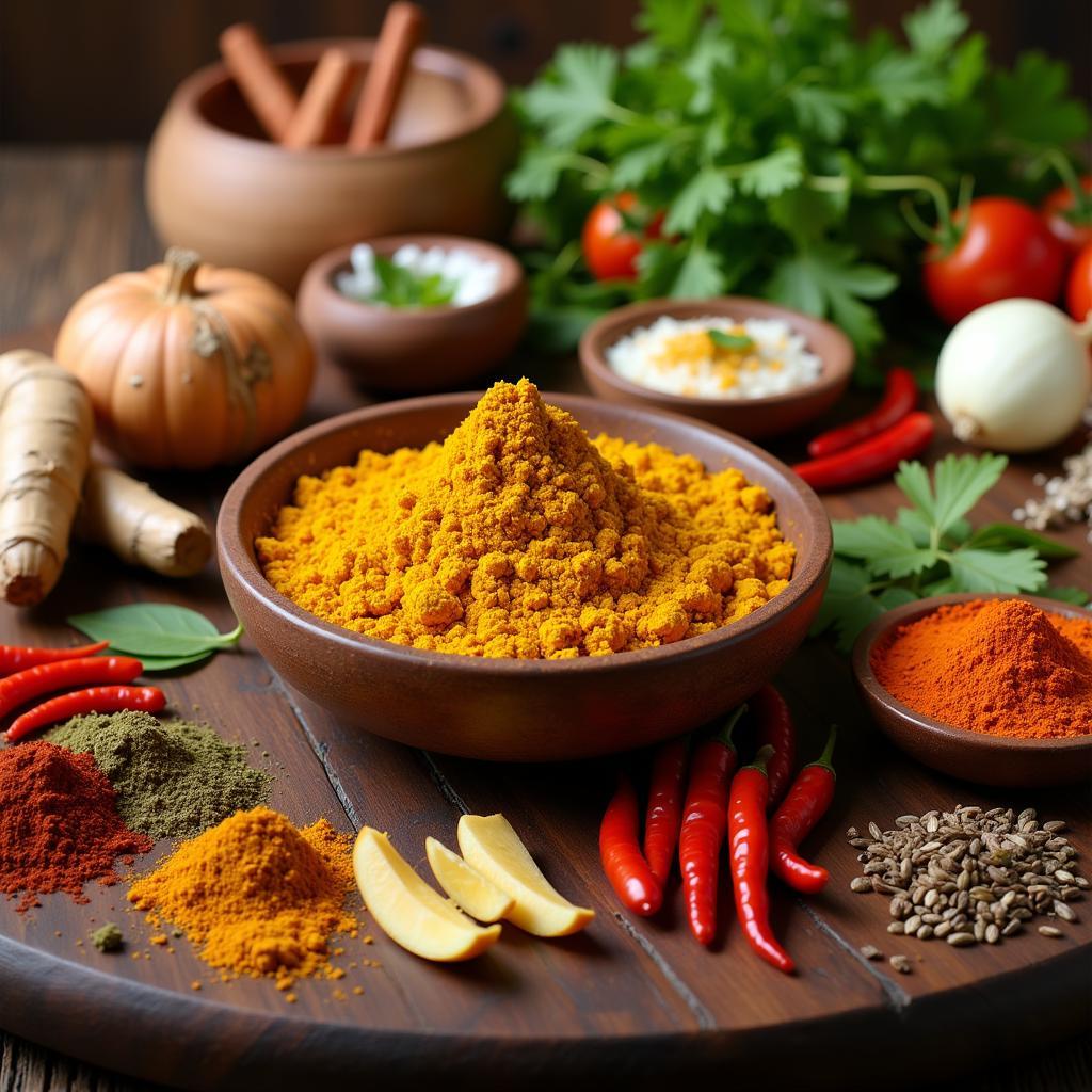 Fresh ingredients for Indian food cooking class in NYC