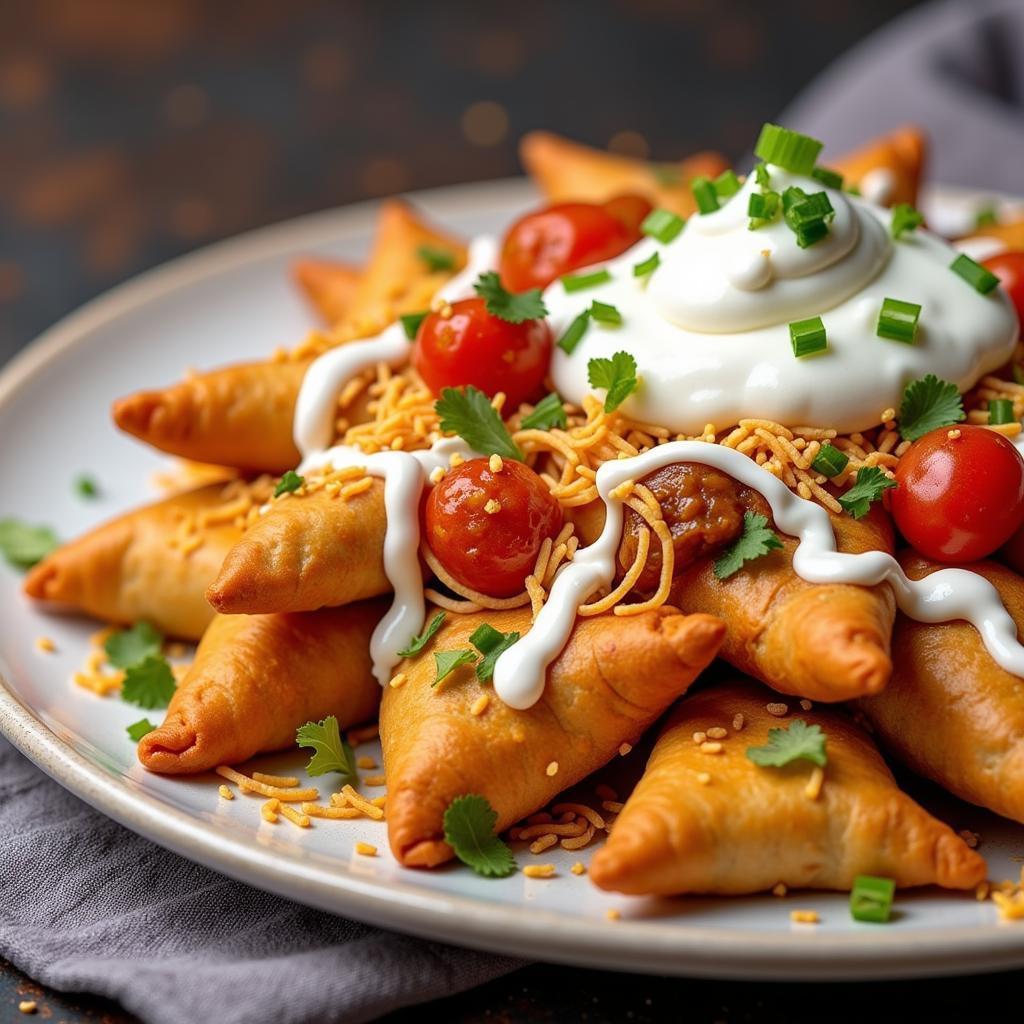 A plate of samosa chaat at the Indian Food Fair Utah