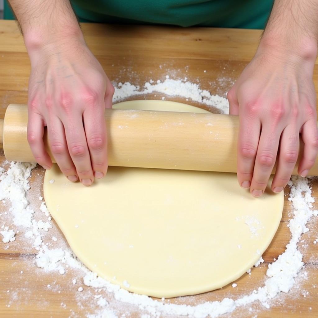 A wooden rolling pin, used for making rotis, parathas, and other Indian breads.