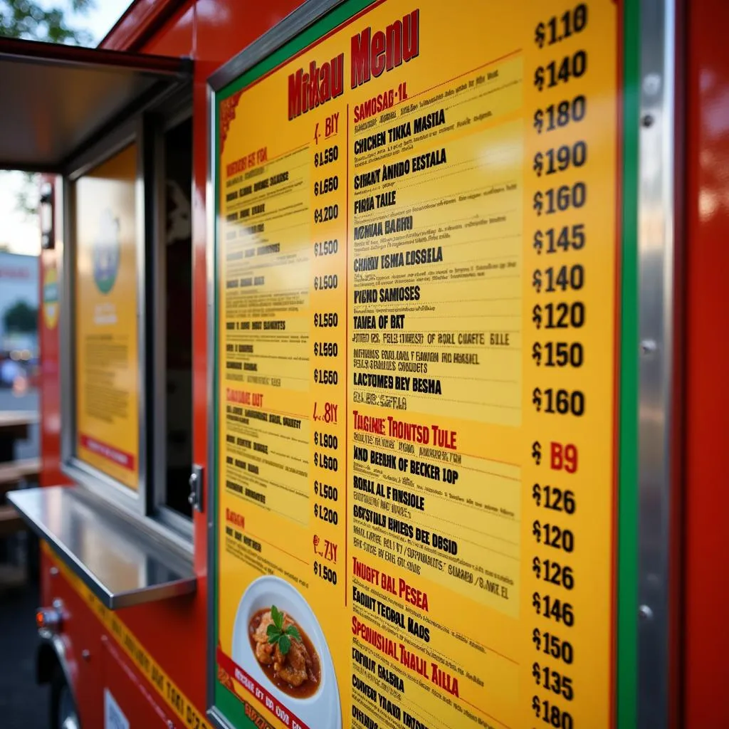 Indian food truck menu showcasing popular dishes in NYC