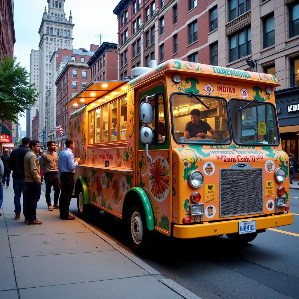 Indian food truck serving street food in NYC