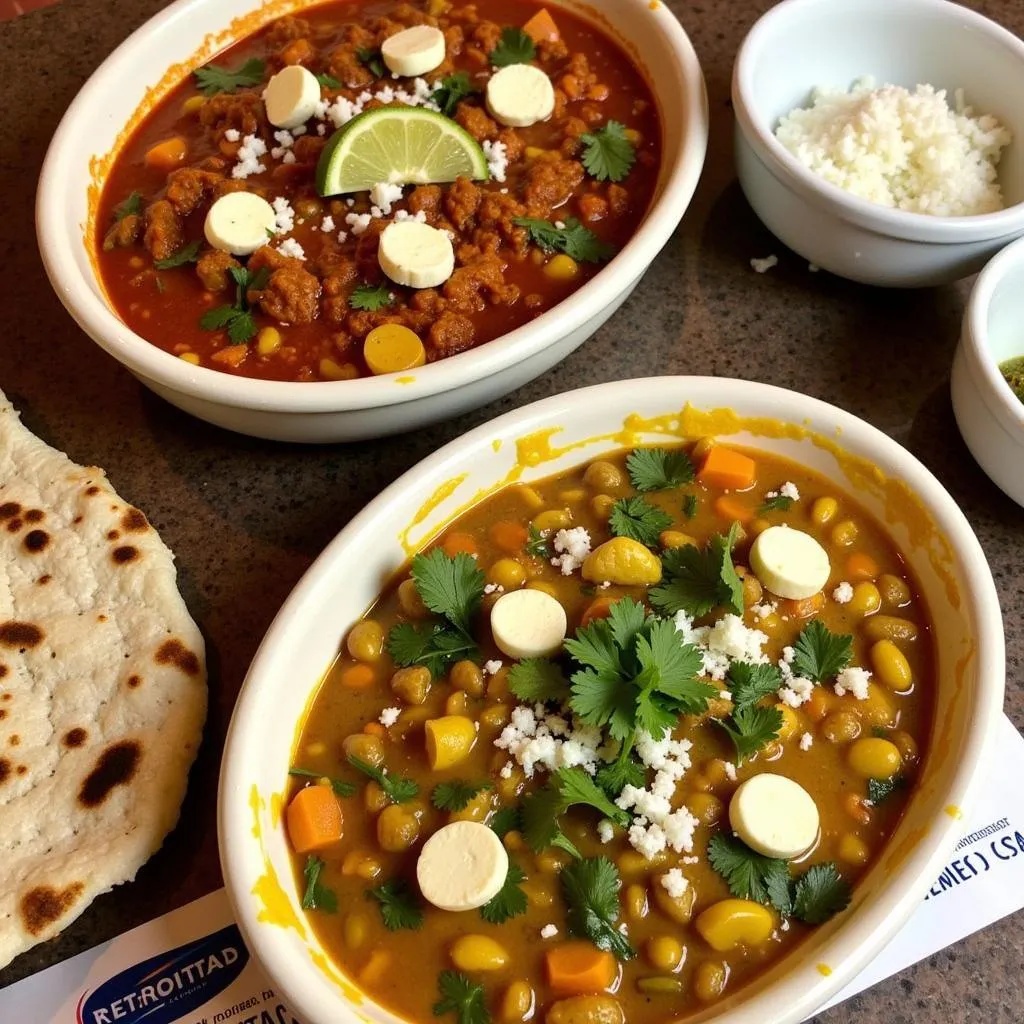 An assortment of vegetarian Indian dishes arranged on a table in Bay Ridge.