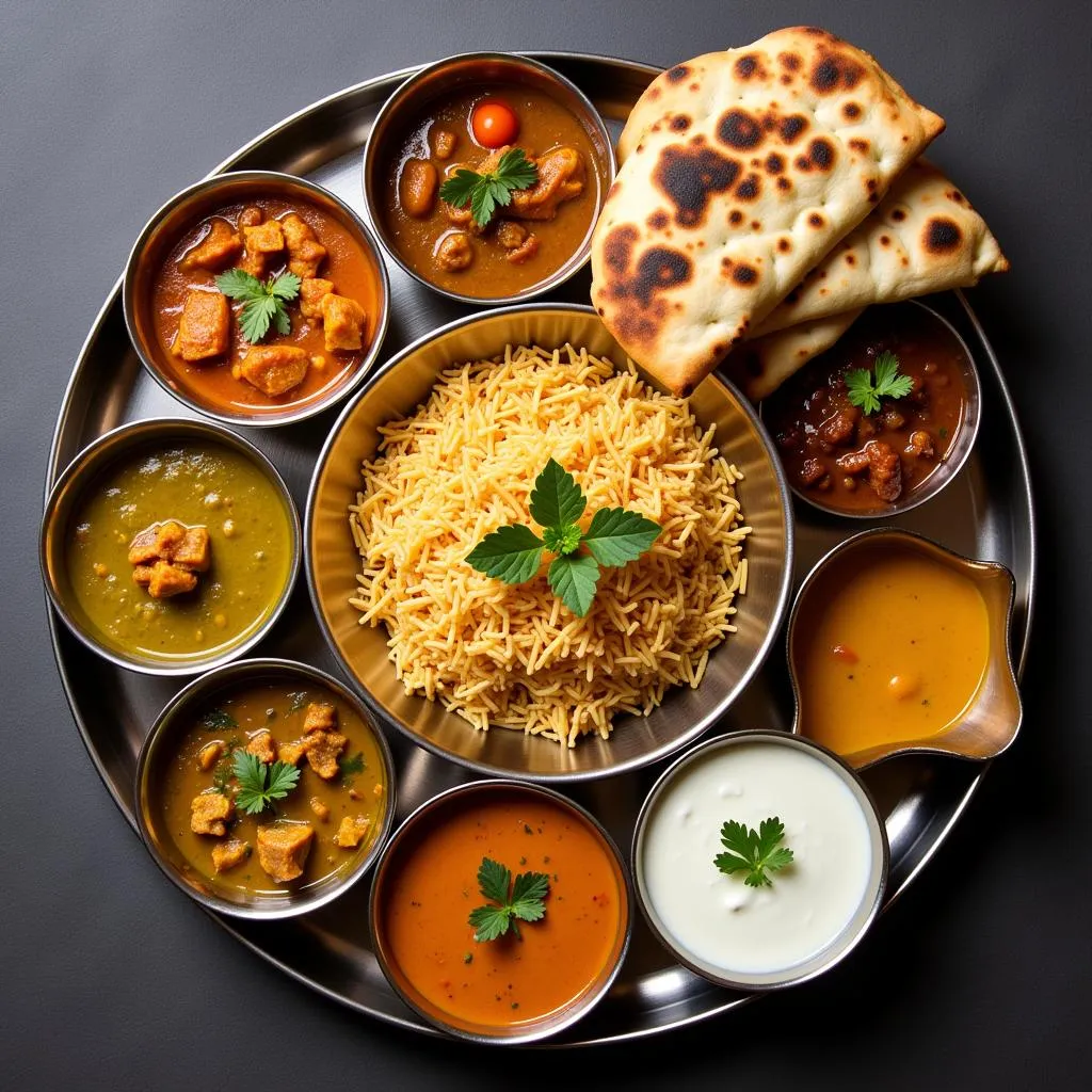 Indian Thali with an Assortment of Curries