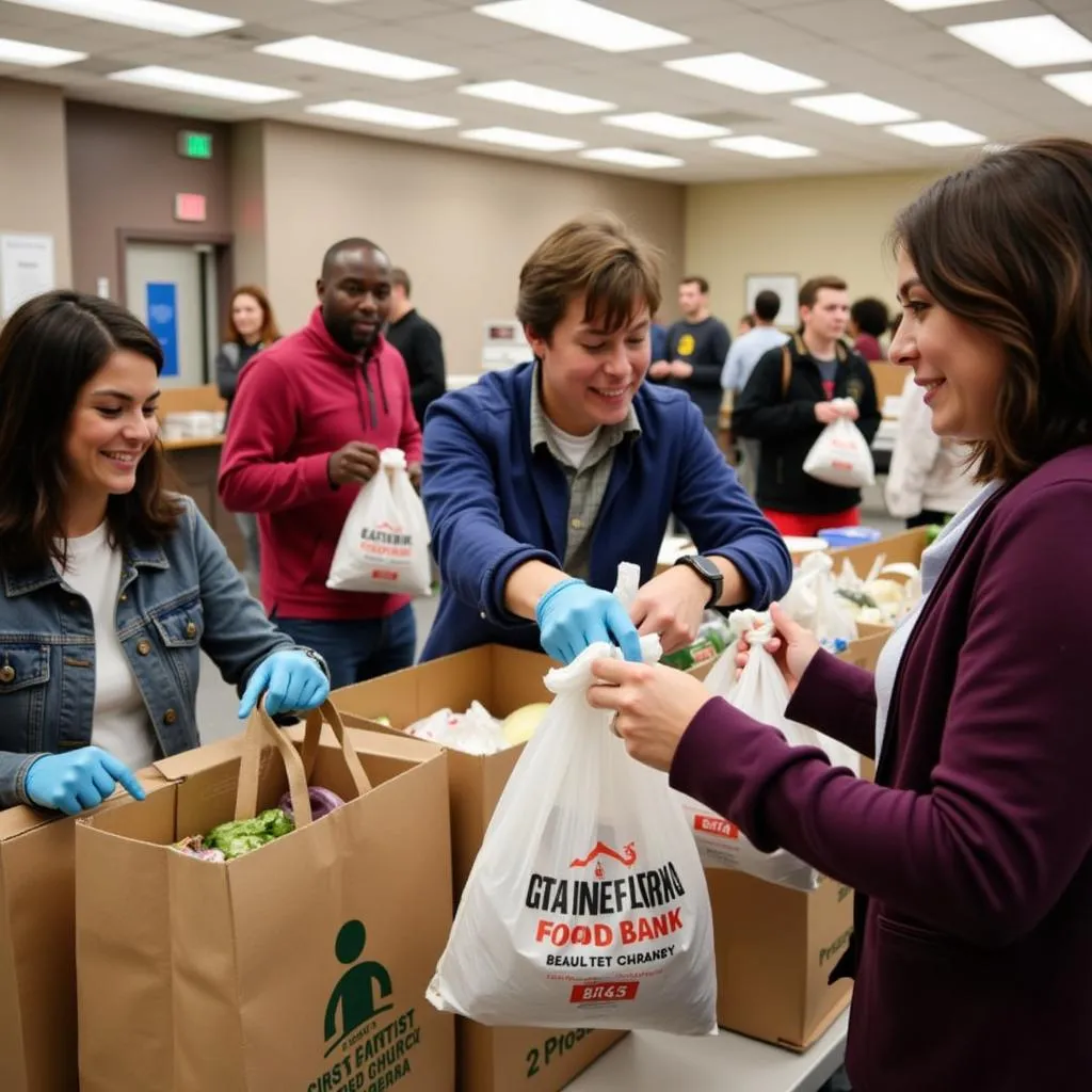 Individuals and families receiving food assistance at the First Baptist Church food bank