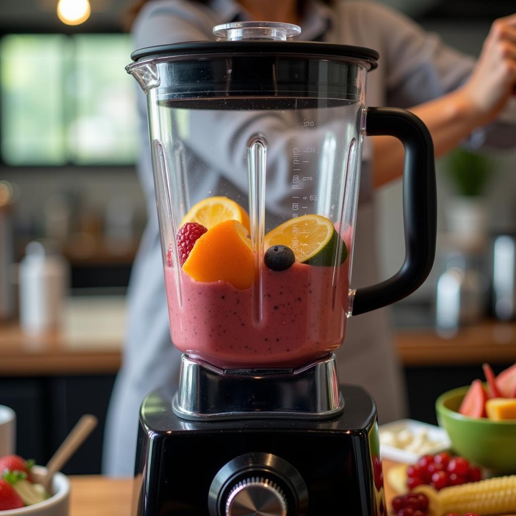 Industrial food blender in action