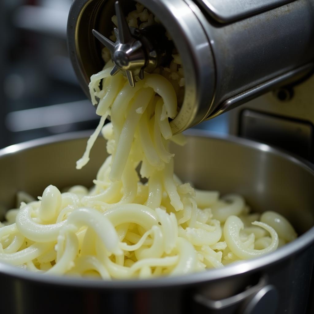 Industrial food chopper in use