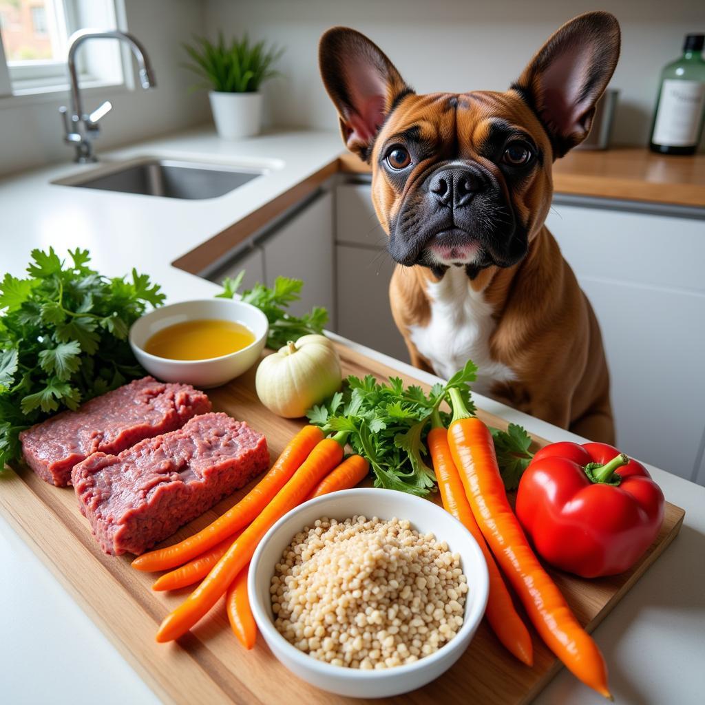 Fresh Ingredients for Homemade French Bulldog Food