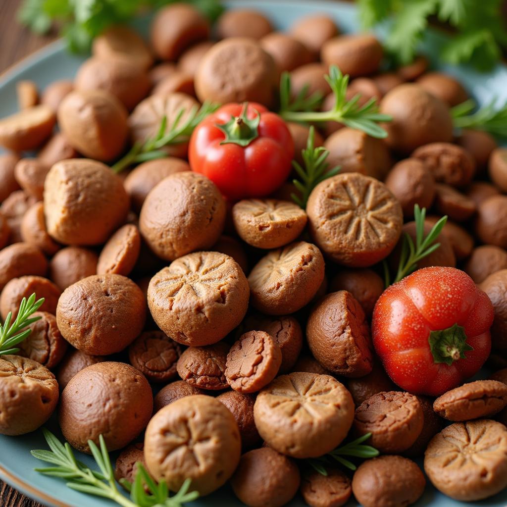 Close-up of giant breed dog food ingredients