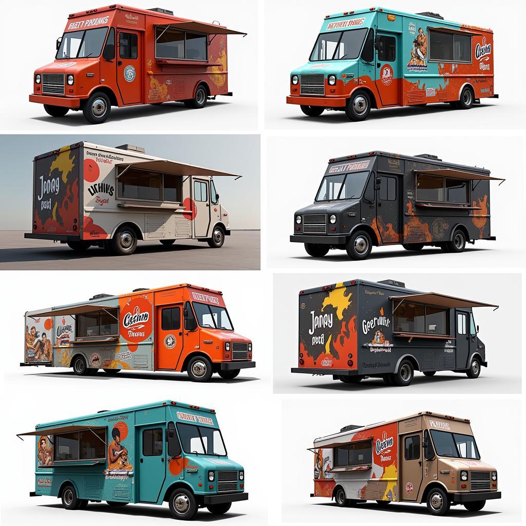 Modern food truck designs with unique branding and eye-catching graphics