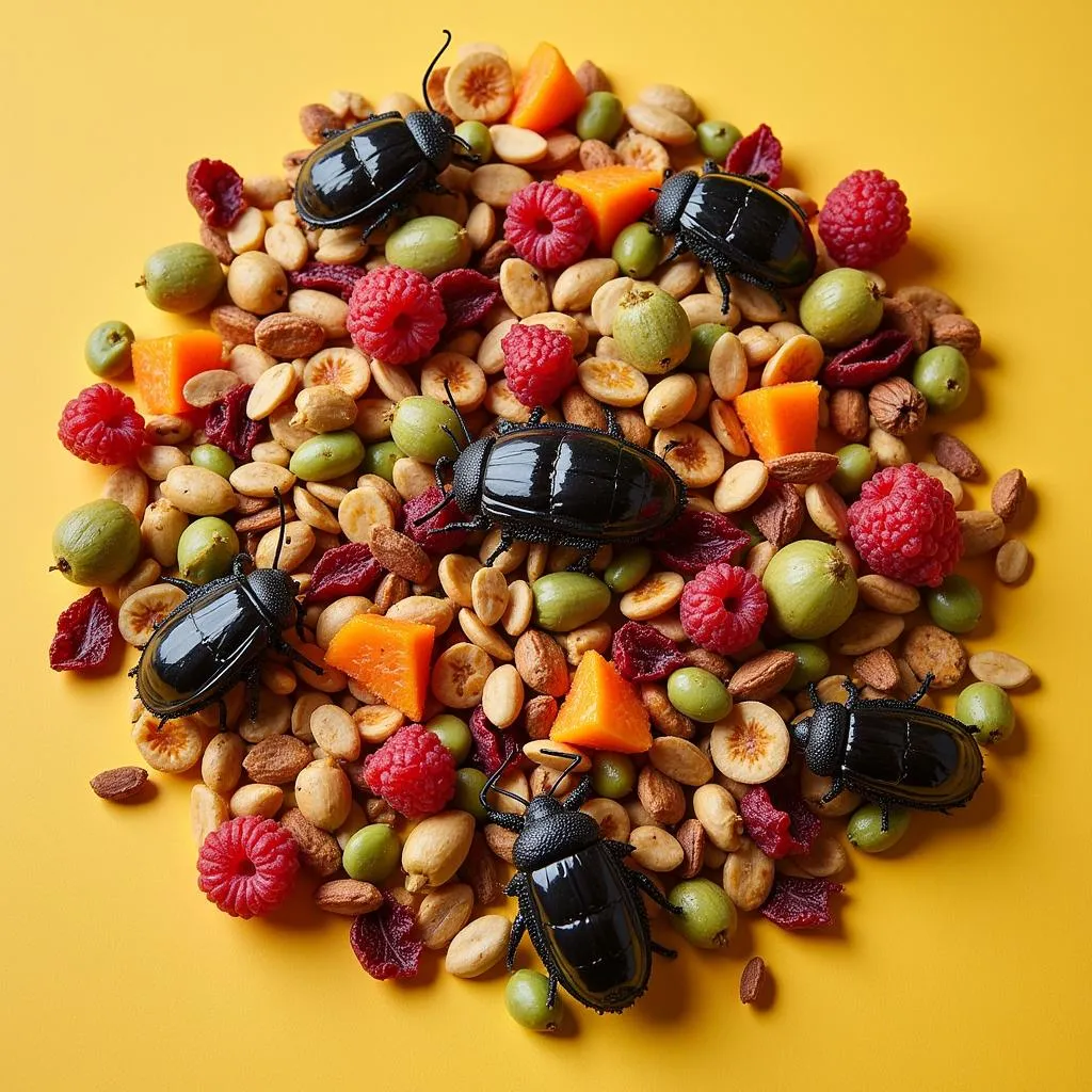 Close-up of an insect-based bird food blend