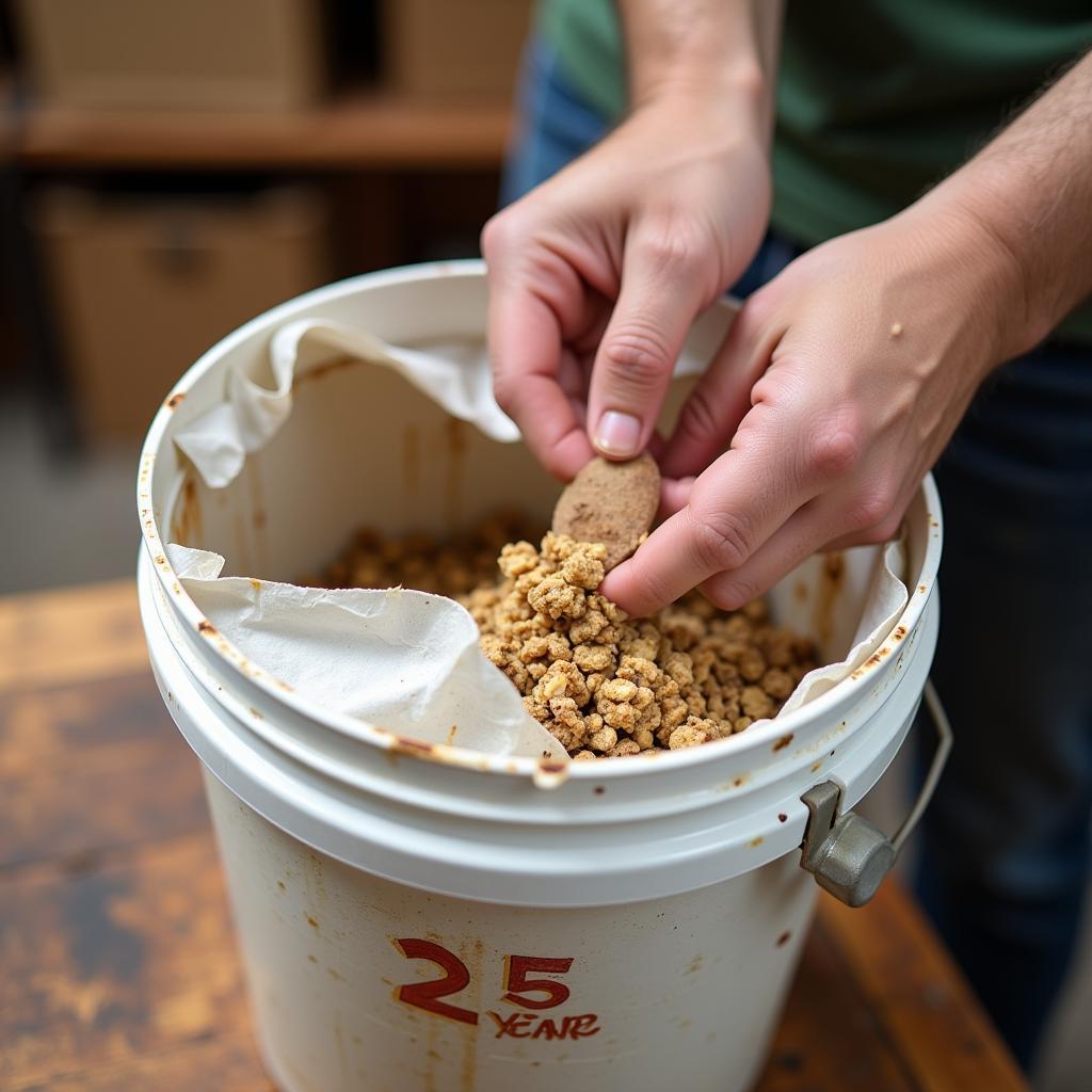 Inspecting Food Buckets for Damage