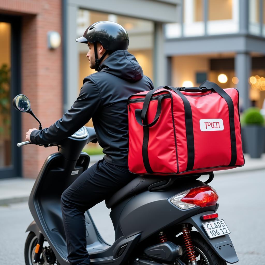 Insulated Food Delivery Bag on Scooter