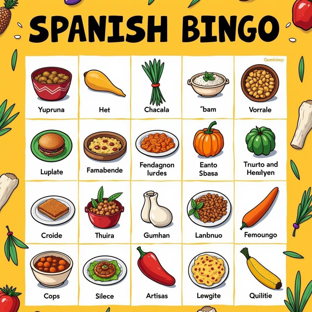 Interactive Spanish Food Bingo Game