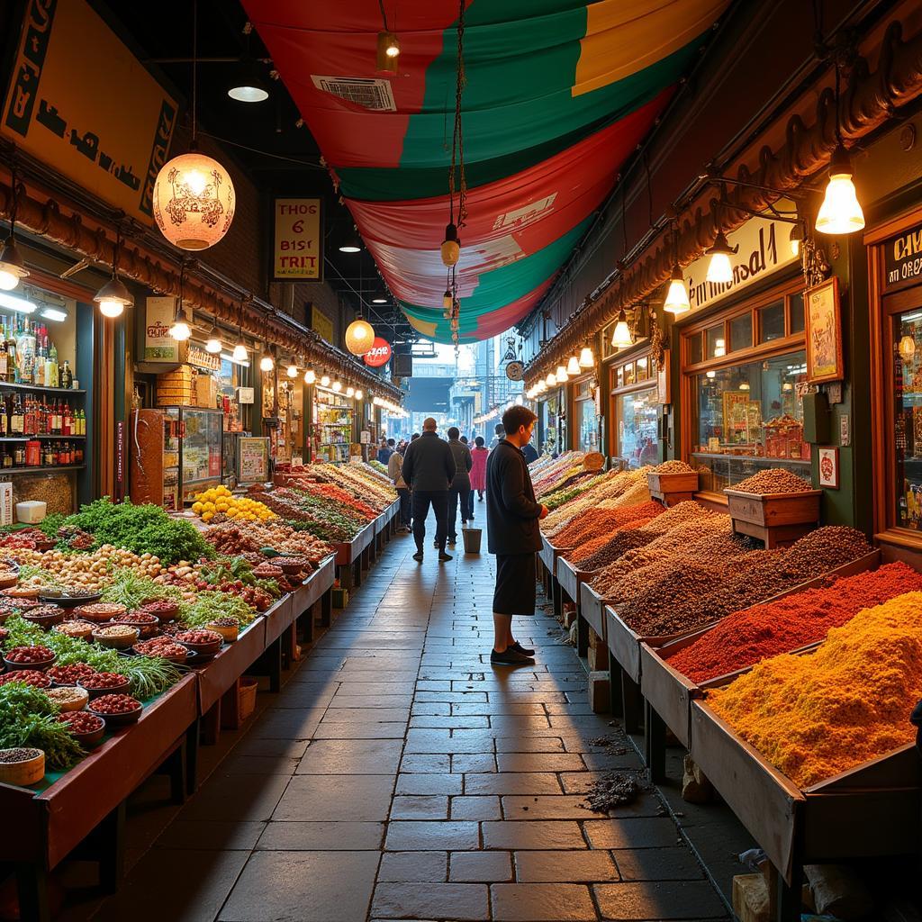 Vibrant international food market