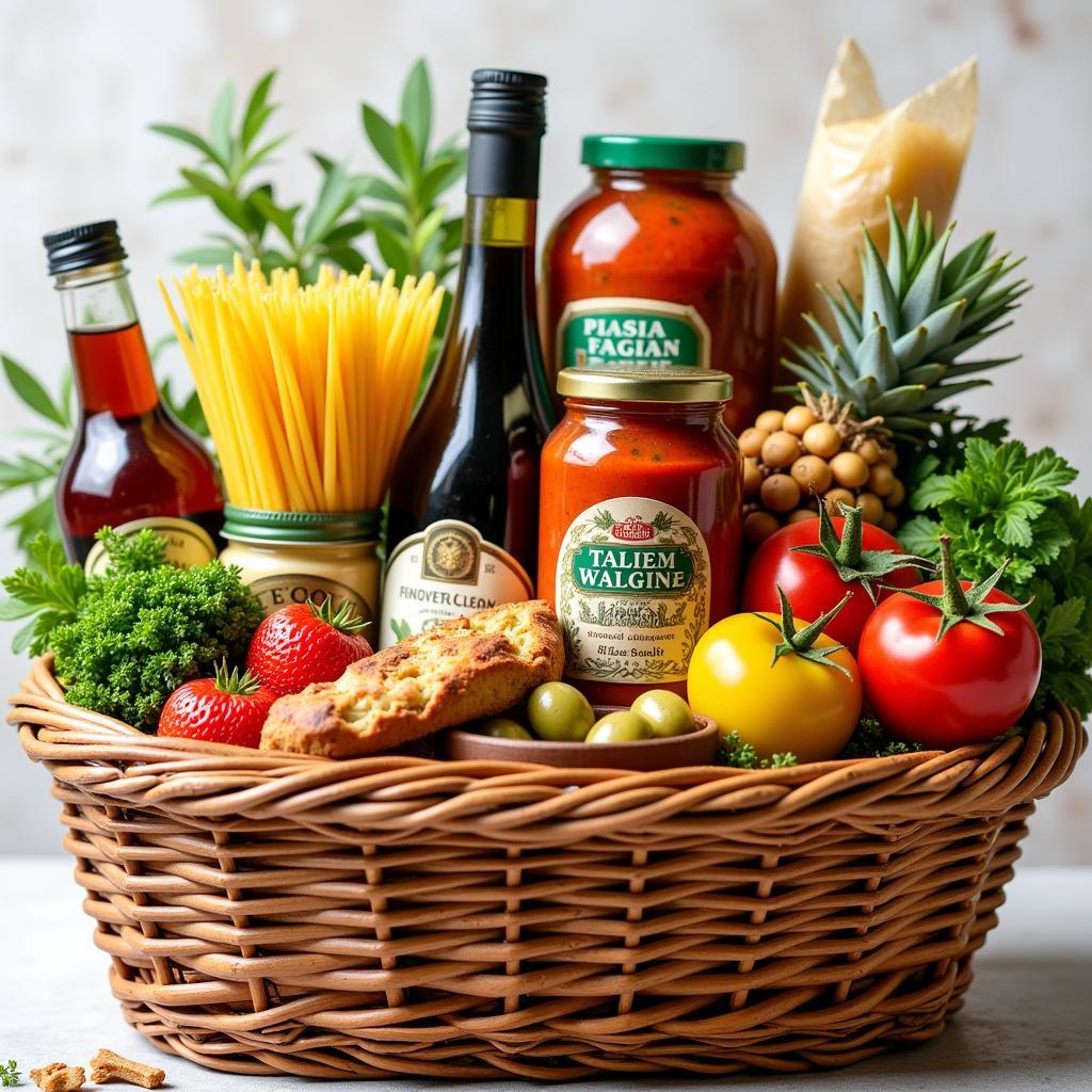 Assortment of Italian Food Basket Items