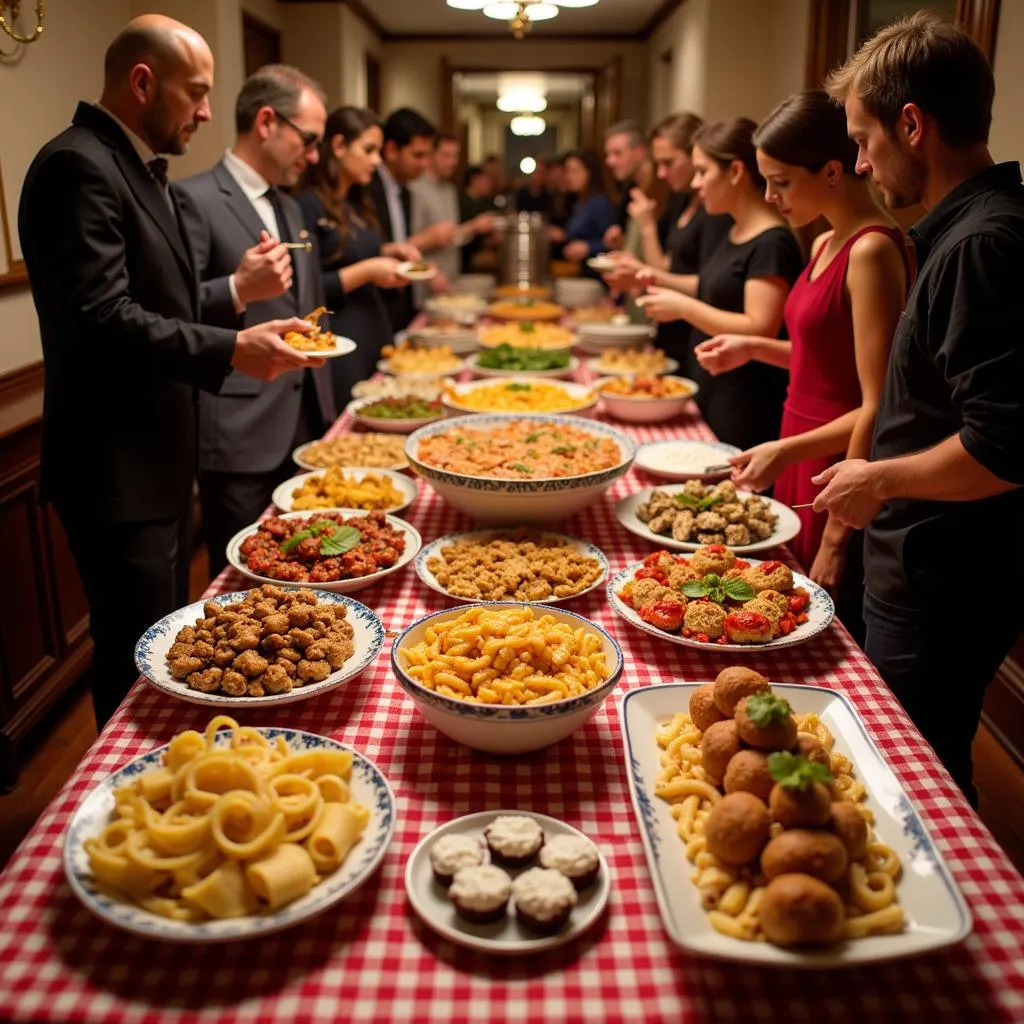 A vibrant Italian food catering buffet in Los Angeles