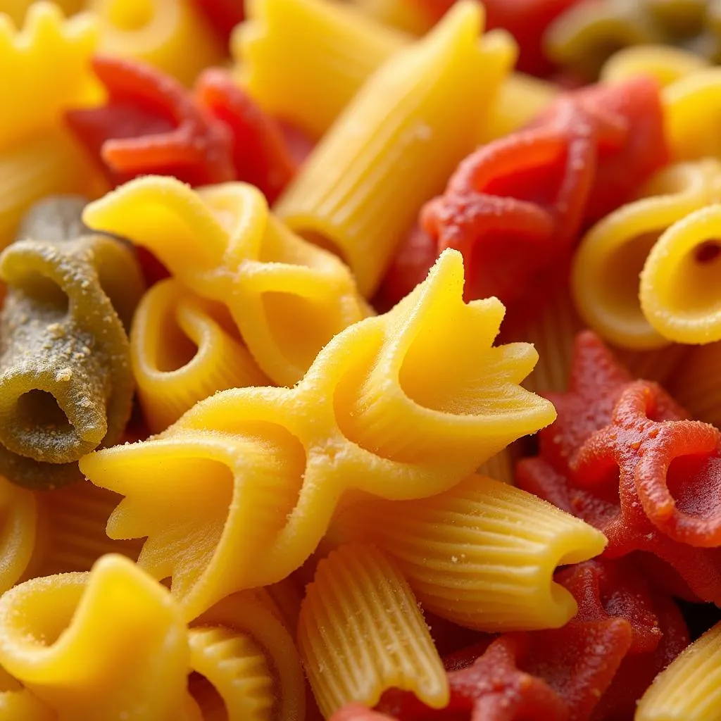 Various types of Italian pasta displayed