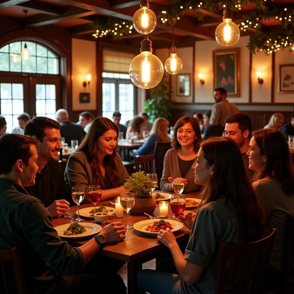 A cozy Italian restaurant in Roseland, NJ, with diners enjoying pasta and pizza.