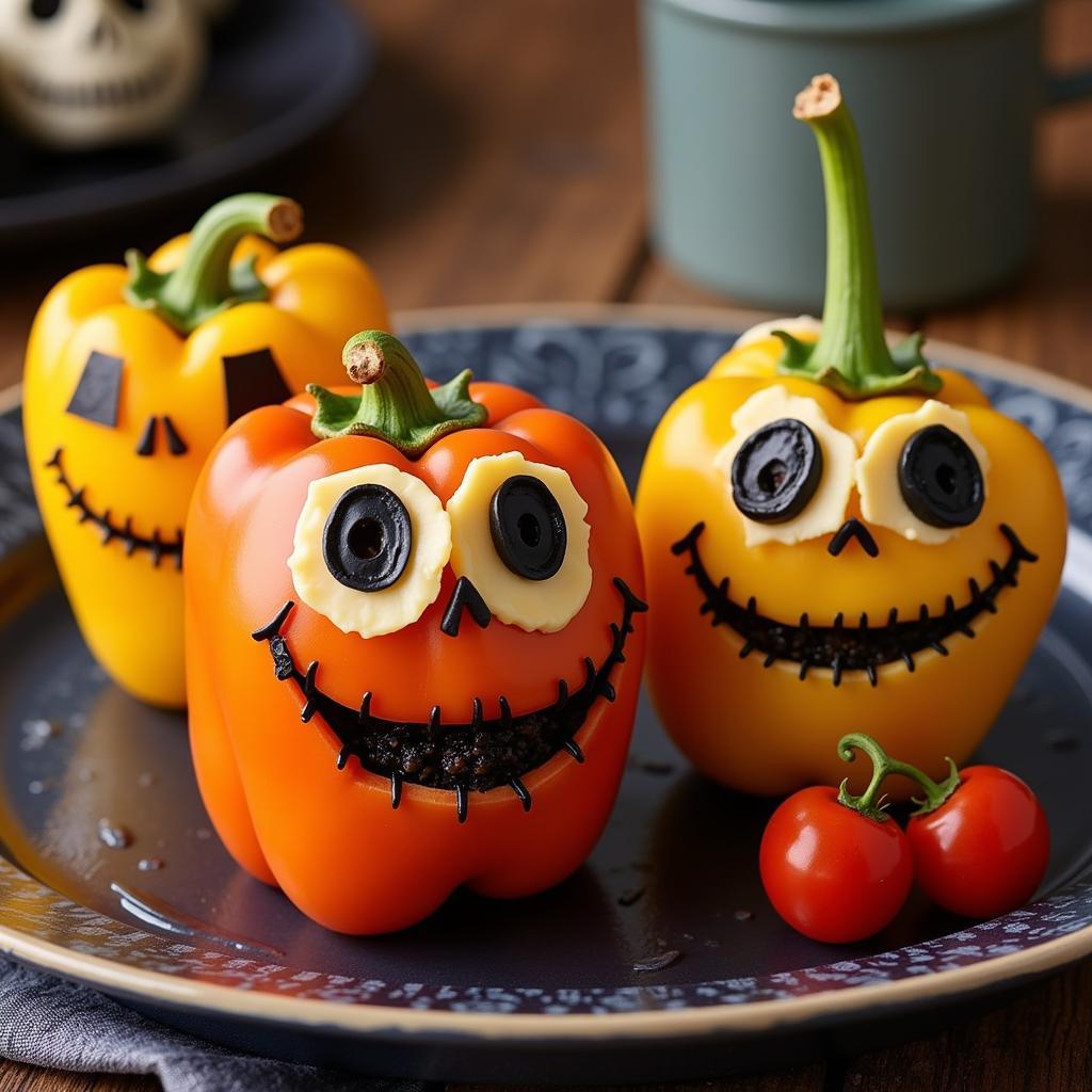 Jack Skellington Stuffed Bell Peppers