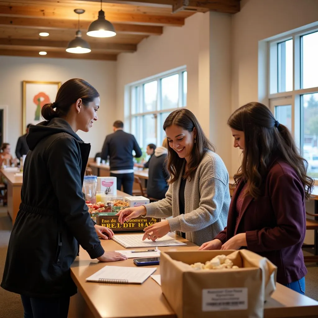 Individuals registering for assistance at Jacobson Food Pantry