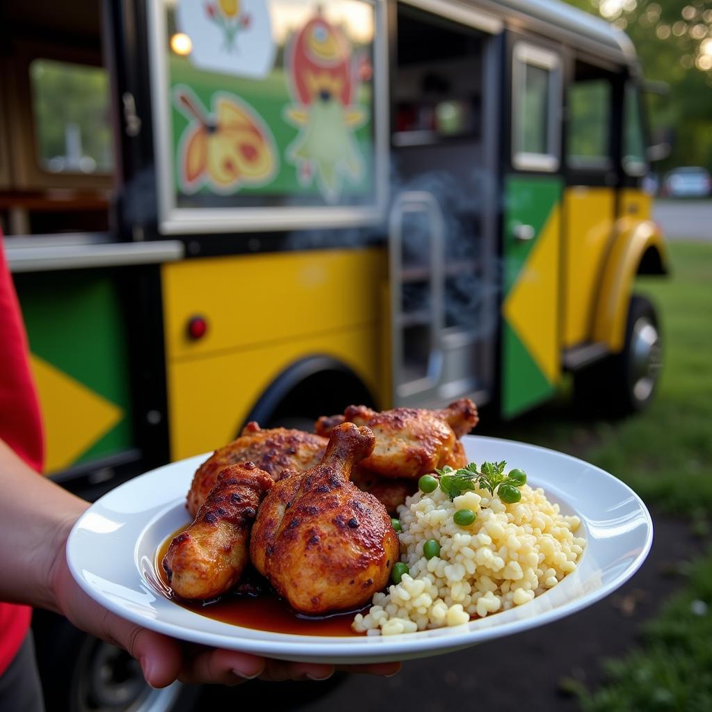 Jerk Chicken on a Jamaican Food Truck Menu