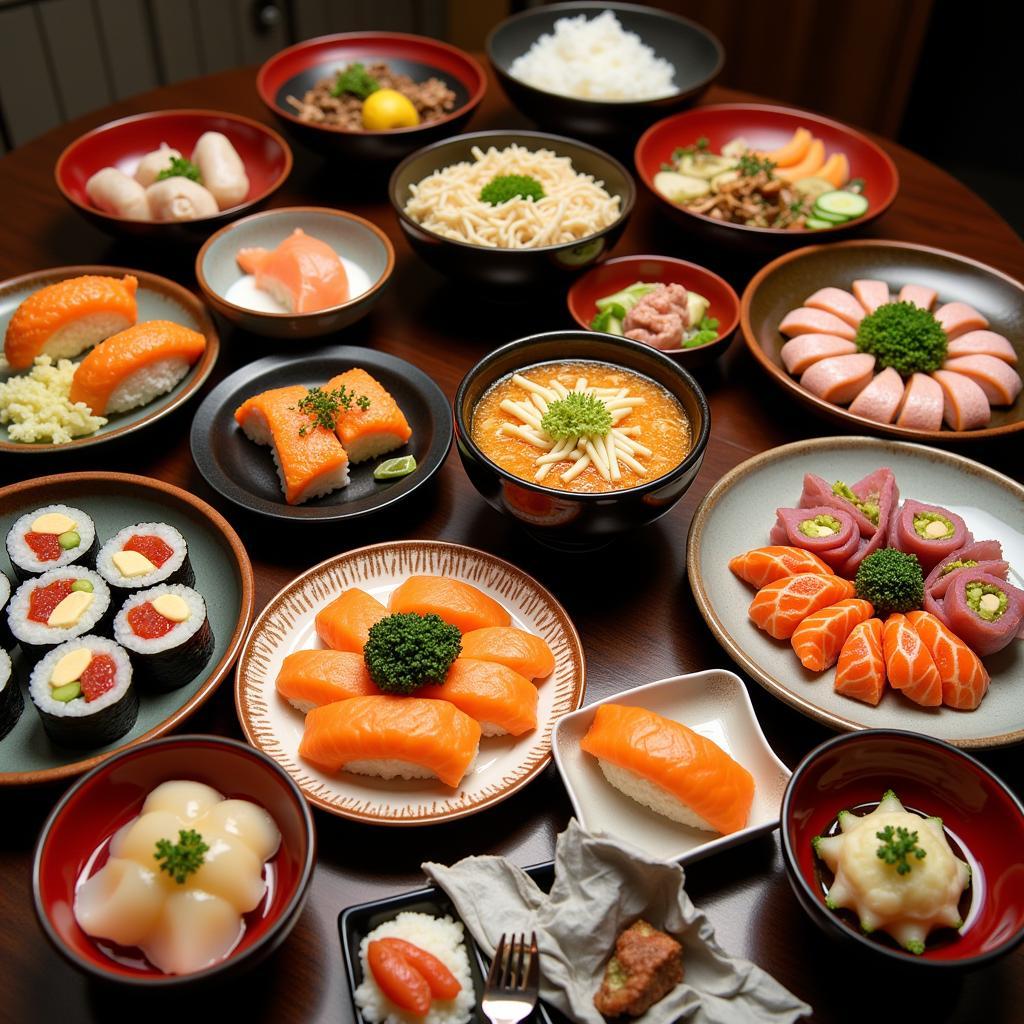 A Vibrant Spread of Japanese Dishes