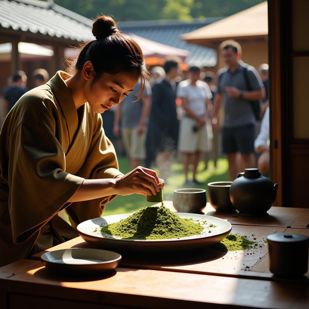 A traditional Japanese tea ceremony demonstration at the festival.