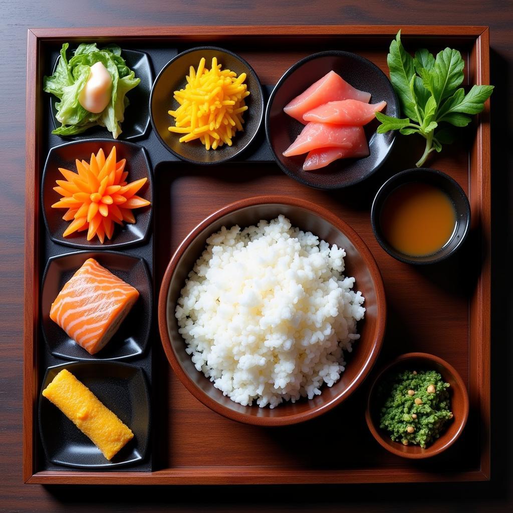 A Vibrant Teishoku Displaying a Variety of Japanese Dishes