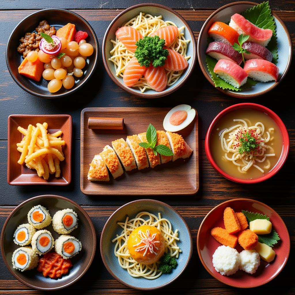 Variety of Japanese food