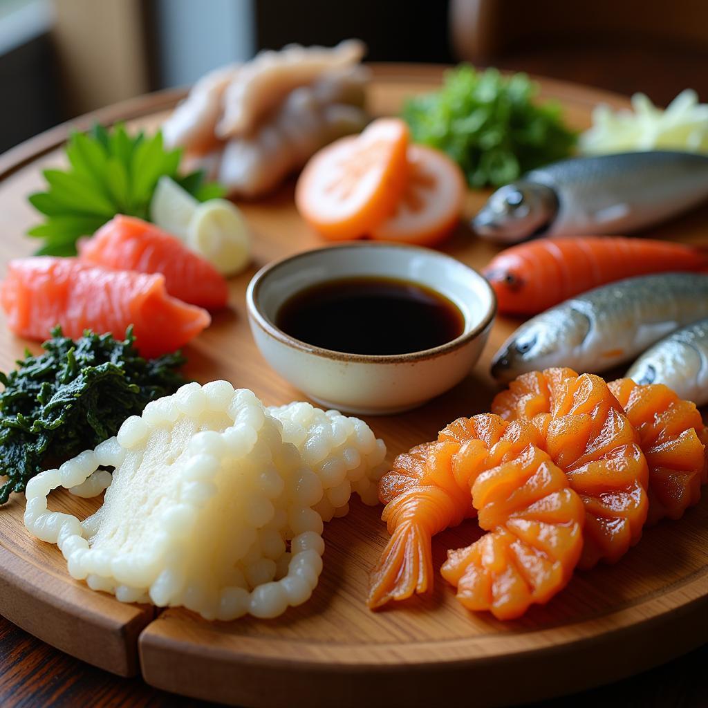 Assortment of Dried Squid, Seaweed, and Small Fish Snacks