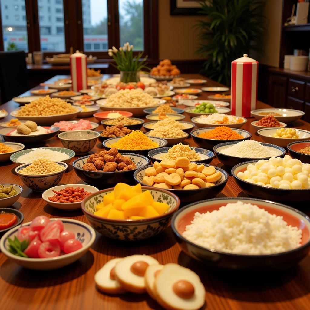 A Colorful Spread of Japanese Snacks